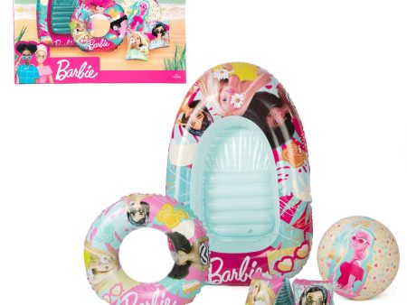 Barbie Swim Pack - Swim Ring, Armbands, Beach Ball & Boat on Sale