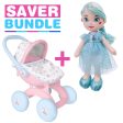 BabyBoo My First 4-IN-1 Dolls Pram + Rosie Rag Doll - Blue Bundle For Cheap