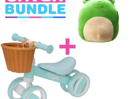 Atom Bobble Bike With Basket - Mint Green + Squish Meez Cloudeez 9  Plush Toy | Hopper Bundle For Cheap