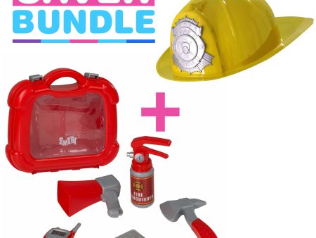 Yellow Fancy Dress Fireman Hat + Smart Fire and Rescue Playset Case Bundle Online Hot Sale