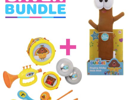 Hey Duggee Musical Big Band Toy Set + Hey Duggee Singing Sticky Stick Soft Toy Bundle Supply